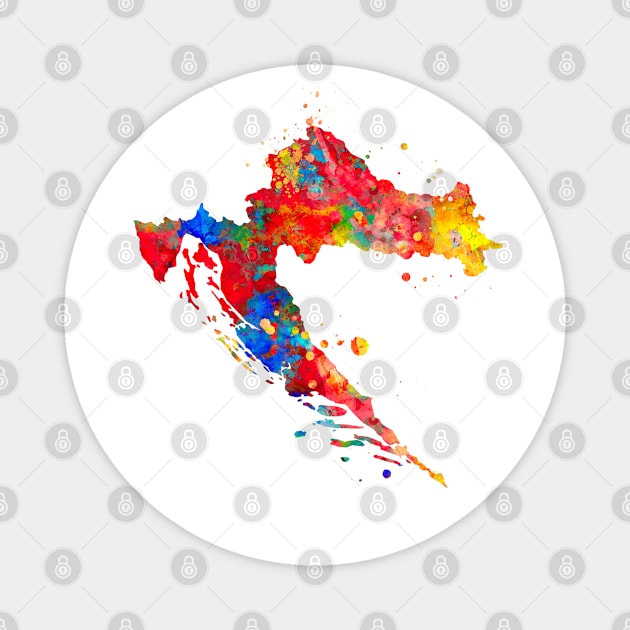 Croatia Map Watercolor Painting Magnet by Miao Miao Design